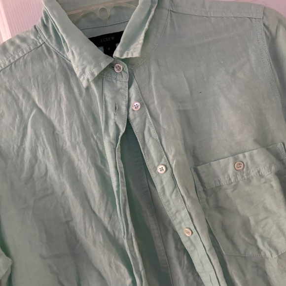 J. Crew Collared Long Sleeve Light Green Bottoned Down Shirt w/Pocket Size 8 - Picture 5 of 9